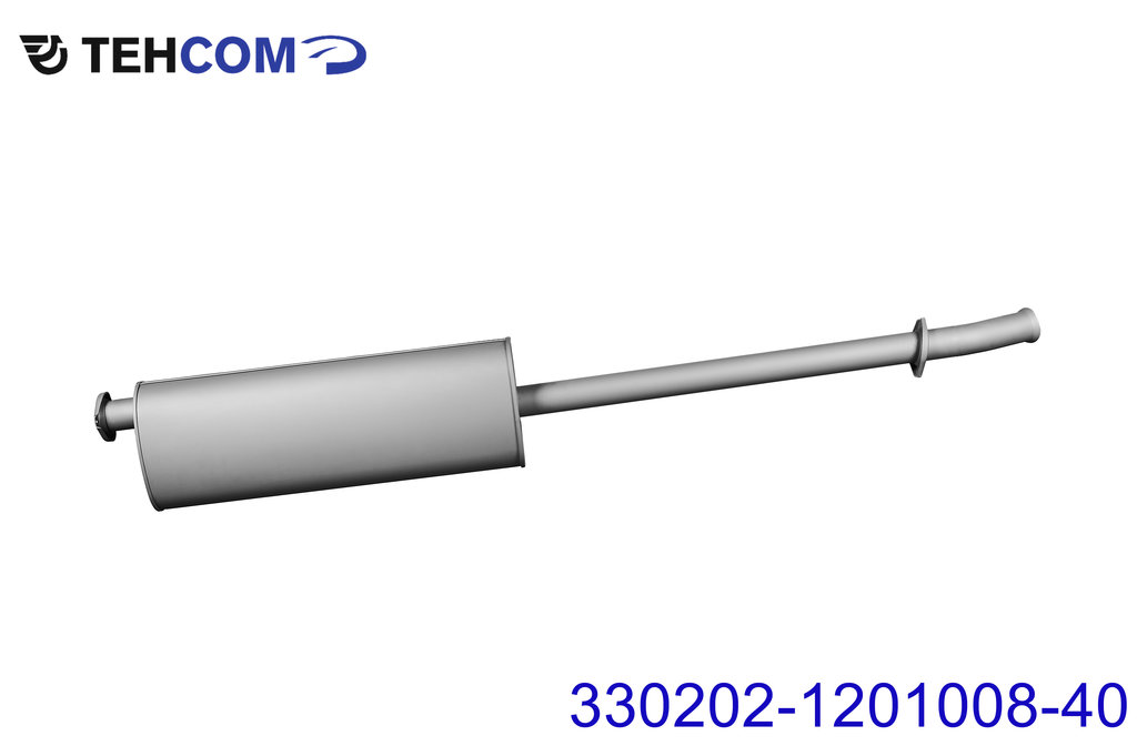 Глушитель ГАЗ-330202 дв.CUMMINS ЕВРО-3,4 длинный с фланцем прямой ТЕХКОМ