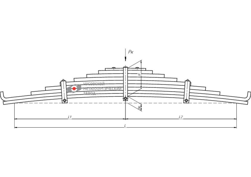 Рессора КАМАЗ-55111 задняя (9 листов) повышенной прочности L 1476мм ЧМЗ