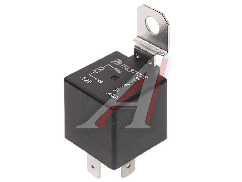 Реле электромагнитное 12V 4-х контактное 40А замыкающее с кронштейном и резистором АВТОТРЕЙД