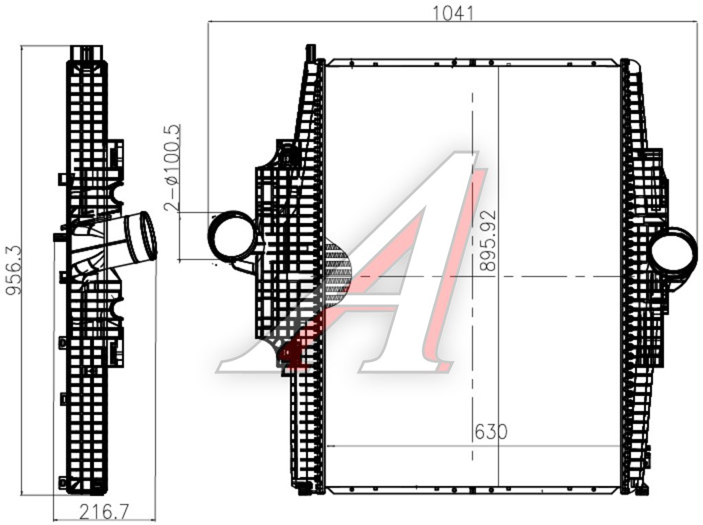 Интеркулер КАМАЗ-5490 MERCEDES Axor (02-) LUZAR